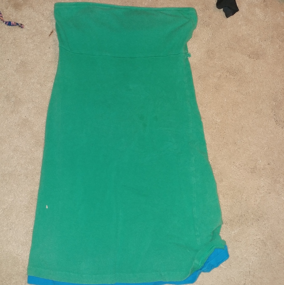 2000ss Strapless green dress.
